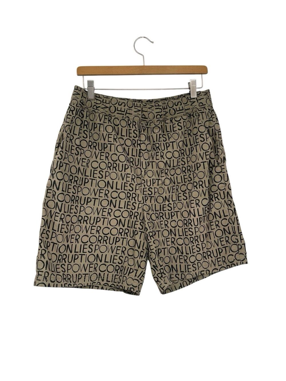 Wood Wood Hamilton Shorts Power Corruption Lies Khaki Black Size Medium